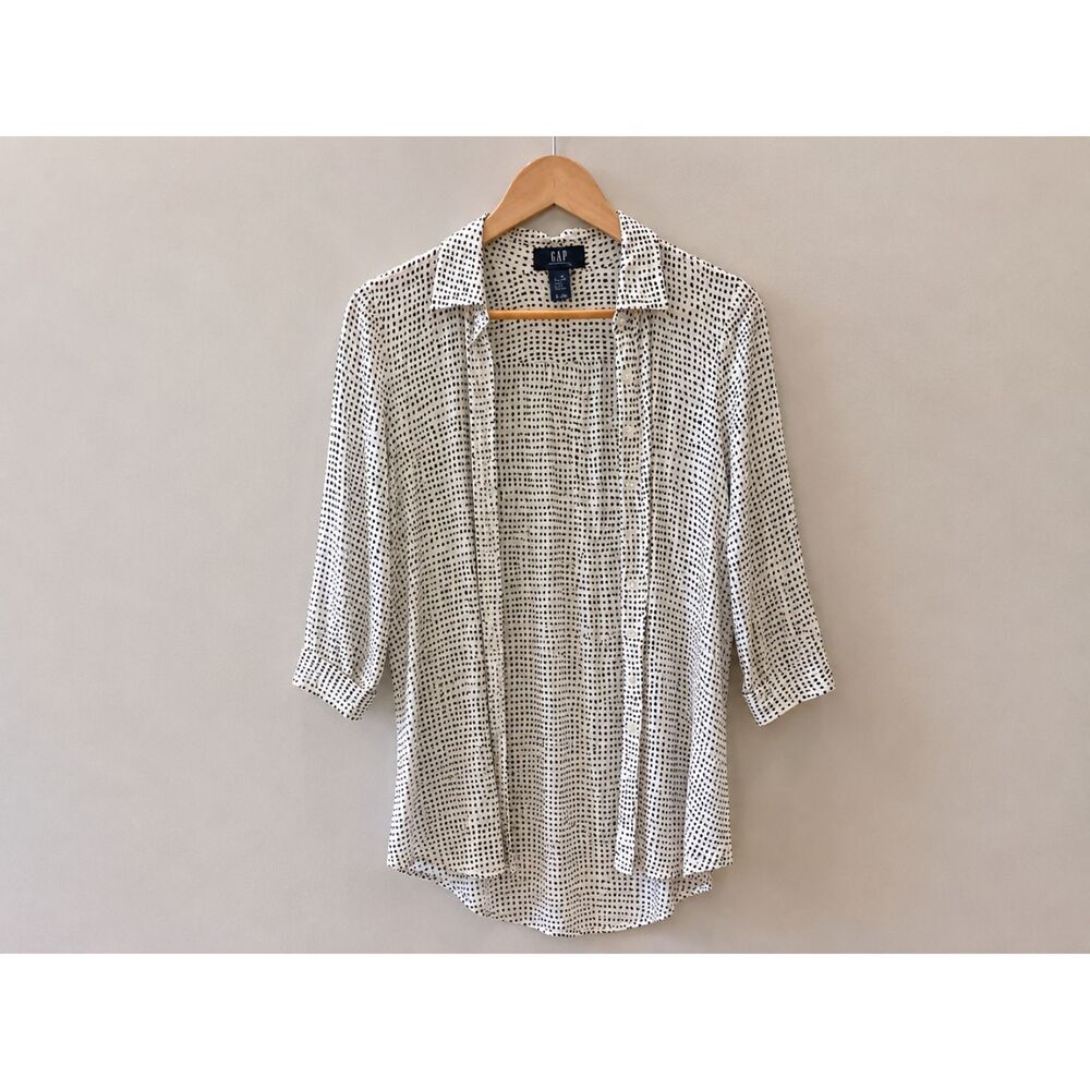 FDJ French Dressing Printed Button-Down Blouse | Women's Size 6 | Black & White